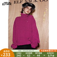 妖精的口袋慵懶風(fēng)紅色高領(lǐng)厚毛衣女2024冬季新款高級設計感馬海毛 百搭玫紫色 L