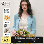 Teenie Weenie【原紗防曬】小熊淑女白色毛衣針織開衫長袖打底衫女空調(diào)衫 淺藍(lán)色 L (170)