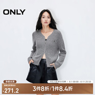 ONLY秋冬簡約舒適V領短款開衫毛衣針織衫女|12433B013 G12 中花灰色 S (160) 80A
