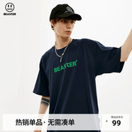 BEASTER短袖T恤男女同款國潮牌基礎(chǔ)款純色休閑圓領(lǐng)上衣易穿搭 藏青色 S