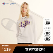 Champion冠軍秋季新款情侶長袖T恤白色印花復(fù)古圓領(lǐng)衛(wèi)衣潮流 白色 M