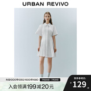 UR夏季新款女裝通勤風(fēng)壓褶修身短袖棉質(zhì)連衣裙UWU740075 本白 XS