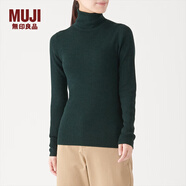 無印良品 MUJI 女式  羅紋高領毛衣 W9AA870 長袖針織衫 綠色 L