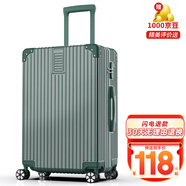 ULDUM行李箱男旅登機箱行箱子鋁框拉桿箱學生小型登機密碼箱皮箱開學季 星耀鉑金拉鏈-墨綠色 24英寸 【可托運】