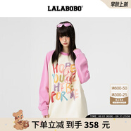 LALABOBO【陳丹妮同款】長袖T恤純棉多巴胺原創(chuàng)寬松可愛薄衛(wèi)衣LBEA-WSDT17 粉色 S