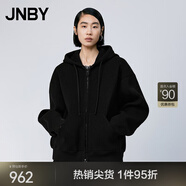 JNBY/江南布衣春秋毛針織衫舒適寬松休閑連帽開(kāi)襟開(kāi)衫長(cháng)袖5O1310240 001/本黑 M