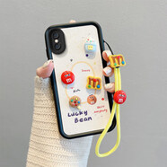 鉅臣適用iPhoneX手機(jī)殼軟硅膠男女蘋果xs/xsmax煤球卡通pgx可愛女ihpone xasmx保護(hù)套iphoen x個性時 皮紋公仔-1601皮紋m豆+手繩 iPhone XS Max