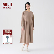無印良品（MUJI）女式 法蘭絨抽褶連衣裙 美拉德純棉起毛寬松長(zhǎng)裙子秋冬 BC08CC3A 淺灰棕色 L 165/88A