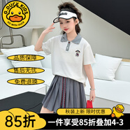 G.DUCKKIDS童裝女童套裝夏季2024新款中大童女孩夏裝扎染純棉短袖T恤半身裙 圖片色861款 140 建議身高130-140cm年齡9-10歲