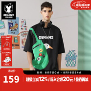 閃電潮牌（GENANX）短袖男生夏季新款ins風(fēng)印花小鴨子情侶寬松男士T恤 黑色 S