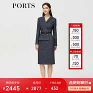 PORTS 寶姿秋冬新品女裝優(yōu)雅修身中長(zhǎng)裙通勤V領(lǐng)針織連衣裙 ALM9N012NCF022-丈青混色-3 XL (10)