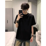 木子彤CULT重磅300克純棉短袖男夏季cleanfit美式純色打底寬松半袖t恤男 黑色300克【重磅純棉】熱銷(xiāo)款 M