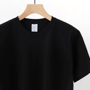 流行色熒光綠T恤 重磅淺綠色夏季純棉短袖女糖果色寬松落肩半袖男 黑色【短袖】 L 建議120-140斤