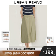 UR2025秋季新款女裝簡(jiǎn)約休閑松緊腰超寬松半裙UWM550009 卡其 (偏寬松) M (M-L)