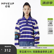MOVEUP幻走2022冬季新款.FUN系列 間色條紋提花設(shè)計(jì)師短款毛衣女 紫色 M