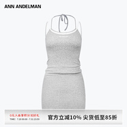 ANN ANDELMAN官方直營灰色無袖修身掛脖包臀短裙假兩件吊帶連衣裙 灰色 M
