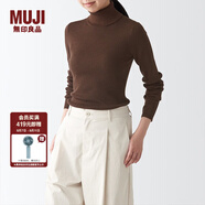 無印良品（MUJI）女式 羅紋可水洗高領(lǐng)毛衣 長袖打底針織衫上衣毛衫 BAG01A1A 棕色 S 155/80A
