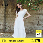 森馬（Semir）連衣裙女白月光氣質(zhì)溫柔夏季2025蝴蝶結(jié)優(yōu)雅U領(lǐng)長裙109325114004
