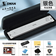 天鵝聯(lián)名北京口琴老王24孔復(fù)音c調(diào)兒童成人初學(xué)者入門銀色