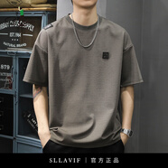 薩拉維夫（Sllavif）運(yùn)動(dòng)T恤夏季新款2025年涼感男高端時(shí)尚潮牌圓領(lǐng)半袖寬松體恤上衣 灰色 2XL 160180斤