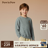 PawinPaw卡通小熊童裝秋冬新款男女童圓領(lǐng)毛衣學(xué)院風(fēng)舒適拜年過(guò)年 Grey灰色/15 110 cm