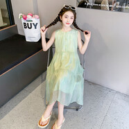 【央媽推薦】夏裝裙子2025新款童裝兒童夏天雪紡公主裙女大童 綠色 175 cm