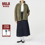 無(wú)印良品 MUJI 男女通用 羊羔絨 拉鏈夾克 毛絨加絨厚外套 秋冬季 卡其綠 S-M