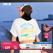 MLB官方 男女情侶時(shí)尚休閑寬松海岸落日短袖T恤2025夏季新款TSX04 紐約洋基隊(duì)/米白色 L