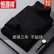 恒源祥（HYX）高領(lǐng)毛衣男冬季加厚針織衫潮流修身毛衫貂絨針織打底衫 QY1166黑色(高 領(lǐng)毛衣) 加厚 L 175