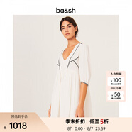 ba&sh bash春法式白色慵懶風(fēng)短裙V領(lǐng)高腰沙灘連衣裙女1E21ALMA ECRU-米色 L (2)
