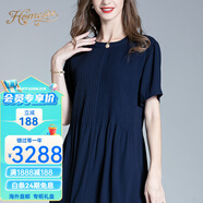 Homesee海外輕奢高端連衣裙歐美大碼女裝胖mm氣質(zhì)顯瘦遮肚設計感時(shí)尚小黑 寶藍 L