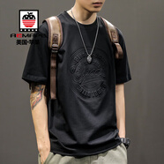 AEMAPE蘋(píng)果重磅短袖T恤男高級(jí)感夏季新款男裝寬松大碼男士男生半袖體恤 169黑色T恤 XL 建議【145-160斤】