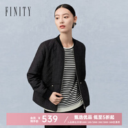 菲妮迪（FINITY）品牌短外套春秋季新款簡約卡其色短款通勤氣質(zhì)夾克上衣 黑色 L