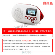 樂果（NOGO） 便攜插卡音響老人隨身聽FM收音機(jī)迷你音箱MP3播放器 藍(lán)牙版 白紅+16G卡+網(wǎng)袋 長掛繩