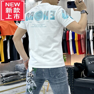 PLAYYOUNG國(guó)際品牌男裝短袖t恤男ins印花老虎絲光棉圓領(lǐng)修身半袖體恤上衣夏 C316后老虎短袖白色 M