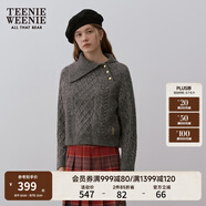 Teenie Weenie小熊女裝時(shí)尚簡(jiǎn)約毛衣冬季不對(duì)稱翻領(lǐng)金扣斜開襟上衣 灰色 S 160