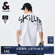 杰克·瓊斯（JACK&JONES）25年男裝春夏重磅純棉寬松休閑多色短袖T恤男小眾個性上衣情侶款 A06本白色 3XL