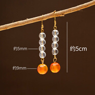 魚(yú)澤天然白水晶水晶原石耳環(huán)女耳飾品閃光耳夾手工繞線(xiàn)輕奢高級感耳墜 款式二(兩支一對)