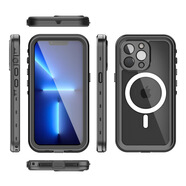 紅辣椒適用iPhone15防水手機殼MagSafe磁吸蘋果14ProMax潛水保護 黑色 ip-15pro