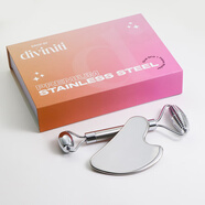 Merry Poetry Legge刮痧板臉部按摩棒滾輪微針金屬按摩器面部護膚導入吸收美容棒刮板 【禮盒款】微針滾輪+刮板組合 1件