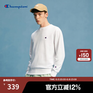 Champion【王俊凱同款】冠軍情侶裝衛(wèi)衣秋季新款棉質(zhì)純色基礎(chǔ)長(zhǎng)袖T恤 白色1 XL
