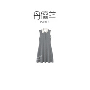 丹德蘭2025新款灰色針織連衣裙法式復(fù)古學(xué)院風(fēng)polo領(lǐng)背心裙子女-2525 灰色 S （85-105）