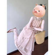 棉致法式氣質(zhì)掛脖連衣裙女2025夏季新款不規則設計感寬松顯瘦長(cháng)裙子 連衣裙. L 108-118斤