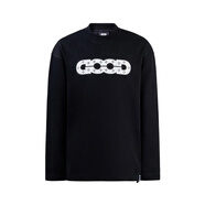 GBGOODBRAND 2024F/W 珍珠貝點(diǎn)鉆棋盤(pán)格紋珠地提花長(zhǎng)袖tee 男女 黑色 * M
