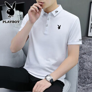 花花公子（PLAYBOY）短袖T恤男POLO衫短袖上衣服男士夏季新款中青年商務(wù)翻領(lǐng)休閑 laoshu-K213白色 XL （125斤-140斤）