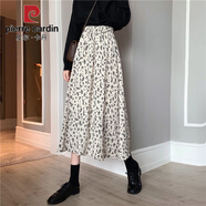 皮爾卡丹（pierre cardin）復古碎花半身裙女150小矮個子A字高腰中長裙春夏145穿搭配顯高 白色65cm建議142-154cm XS