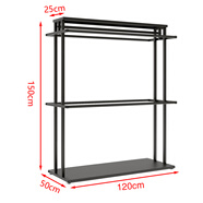 掛面料吊卡展示架落地中島布板貨架雙面雙層服裝布藝小樣品陳列架 黑色中島架120cm