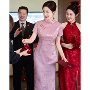 帕絲特【婚慶禮服】夏季國風(fēng)旗袍禮服喜婆婆婚宴喜服丈母娘裙 淺紫3XL