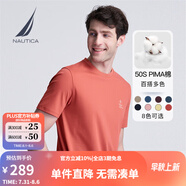諾帝卡（NAUTICA）【單件直降】男裝春夏新款多色休閑純棉短袖圓領(lǐng)T恤男TO4202-N 橘色8PH XL