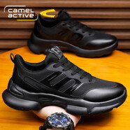 駱駝動(dòng)感男士2025新款軟底輕奢高彈運動(dòng)休閑鞋透氣網(wǎng)鞋時(shí)尚百搭跑步鞋男鞋 黑色 39
